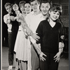 Sean Garrison, Lovelady Powell, Betty Lester, Kathryn Hays, John Stewart, Eddie Bracken and Lee Lawson in publicity pose for the stage production Hot September