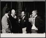 Director Joshua Logan, co-producer David Merrick and co-producer Leland Hayward in rehearsal for the the Boston tryout of the stage production Hot September