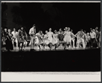 Lovelady Powell [fifth from left in foreground] and Eddie Bracken [sixth from left in foreground], Sheila Sullivan [center in white dress], Sean Garrison [center right in plaid shirt], John Stewart [fifth from right in tan jacket] and unidentified others in the Boston tryout production of Hot September
