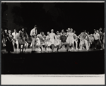 Lovelady Powell [fifth from left in foreground] and Eddie Bracken [sixth from left in foreground], Sheila Sullivan [center in white dress], Sean Garrison [center right in plaid shirt], John Stewart [fifth from right in tan jacket] and unidentified others in the the Boston tryout of the stage production Hot September