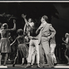 Lovelady Powell [upstage center], Eddie Bracken [right of center foreground], and unidentified others in the the Boston tryout of the stage production Hot September