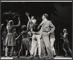 Lovelady Powell [upstage center], Eddie Bracken [right of center foreground], and unidentified others in the Boston tryout production of Hot September