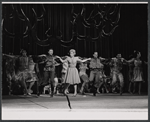 Buzz Miller [center left], Judy Holliday [center], Gerald Teijelo [center right] and unidentified others in the stage production Hot Spot