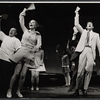 Sammy Smith, Marlyn Mason, Tony Roberts with unidentified performers in background in the stage production How Now Dow Jones