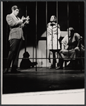 Tony Roberts, Marlyn Mason and unidentified performer in the stage production How Now Dow Jones