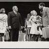 Marlyn Mason [far left], Rex Everhart [2nd from left] and Tony Roberts [far right] and unidentified performers in the stage production How Now Dow Jones