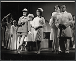 Marlyn Mason [left foreground], Madeline Kahn [in nurse's uniform], Fran Stevens, Sammy Smith and unidentified performers in the pre-Broadway tryout of the stage production How Now Dow Jones
