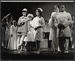Marlyn Mason [left foreground], Madeline Kahn [in nurse uniform], Fran Stevens, Sammy Smith and unidentified others in the pre-Broadway tryout of the stage production How Now Dow Jones