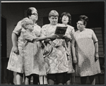 Fran Stevens [background left], Sally DeMay, Charlotte Jones, Lucie Lancaster and Francesca Smith in the stage production How Now Dow Jones