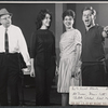 Abe Burrows, Bonnie Scott, Claudette Sutherland and Robert Morse in rehearsal for the stage production How to Succeed in Business