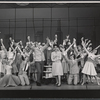 Charles Nelson Reilly, Claudette Scott [center] and ensemble in the stage production How to Succeed in Business Without Really Trying