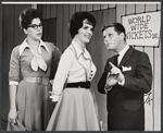 Claudette Sutherland [left], Robert Morse [right] and unidentified [center] in the stage production How to Succeed in Business Without Really Trying