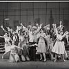 Ralph Purdum, Claudette Sutherland and ensemble in the stage porduction How to Succeed in Business Without Really Trying