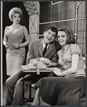 Maureen Arthur, Dick Kallman and Dyan Cannon in the stage production How to Succeed in Business Without Really Trying