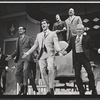 William Major, Dick Kallman [center], Willard Waterman [top] and ensemble in the stage production How to Succeed in Business Without Really Trying