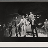 William Major, Dick Kallman [center], Willard Waterman [top] and ensemble in the stage production How to Succeed in Business Without Really Trying