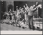 William Major [right] and ensemble in the stage production How to Succeed in Business Without Really Trying