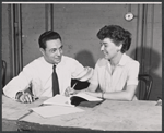 Phoebe Ephron and unidentified in rehearsal for the stage production Howie