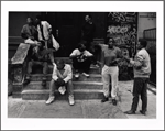 Group hanging out on a stoop