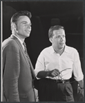 Warner Leroy [right] and unidentified in rehearsal for the stage prodcution The Golden Six