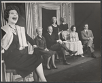 Ruth Gordon [left], Mildred Natwick [second from left], Diane Cilento [center], Sasha Von Scherler [third from right], Bill Becker [right] and unidentified others in the stage production The Good Soup