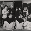 Albert Salmi, Uta Hagen, Zero Mostel, Jane Hoffman, Nancy Marchand, Gene Saks, Logan Ramsey, George Ebeling and unidentified in the 1956 Off-Boadway production of The Good Woman of Setzuan