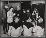 Albert Salmi, Uta Hagen, Zero Mostel, Jane Hoffman, Nancy Marchand, Gene Saks, Logan Ramsey, George Ebeling and unidentified in the 1956 Off-Boadway production of The Good Woman of Setzuan