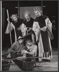 Gene Saks, Logan Ramsey, George Ebeling, Uta Hagen and unidentified in the 1956 Off-Boadway production of The Good Woman of Setzuan