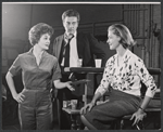Cara Williams, Sydney Chaplin and Lauren Bacall in rehearsal for the stage production Goodbye, Charlie