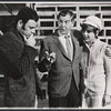 Bob Dishy, Milton Berle, and Brenda Vaccaro in rehearsal for the stage production The Goodbye People