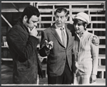 Bob Dishy, Milton Berle, and Brenda Vaccaro in rehearsal for the stage production The Goodbye People