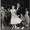 Peggy Lee Brennan, Jimmie F. Skaggs [center] and unidentified others in the tour of stage production Grease