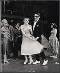 Peggy Lee Brennan, Jimmie F. Skaggs [center] and unidentified others in the tour of stage production Grease