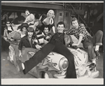 Cynthia Darlow, Adrian Zmed [center] and unidentified others in the tour of the stage production Grease