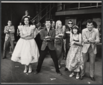 Adrian Zmed [center], Cynthia Darlow, David Paymer [right] and unidentified others in the tour of stage production Grease