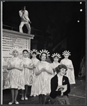 Steve Yudson [at top], Duffi [foreground], Linda Lyons, Gail Edwards, Patricia Douglas, Mary Garripoli and Ann-Ngaire Martin in the stage production Grease