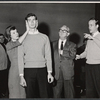 Ellen McCown, Anthony Perkins, Cecil Kellaway, and director George Roy Hill in rehearsal for the stage production Greenwillow