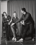 Anthony Perkins, Ellen McCown, and choreographer Joe Layton in rehearsal for the stage production Greenwillow