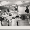Tommy Steele (far left) and dancers in rehearsal for the stage production Half a Sixpence