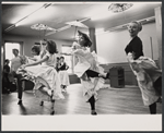 Tommy Steele (far left) and dancers in rehearsal for the stage production Half a Sixpence