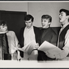 Norman Allen, Will MacKenzie, Tommy Steele, and Grover Dale in rehearsal for the stage production Half a Sixpence