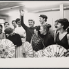 Will MacKenzie, Tommy Steele, Grover Dale, and company in rehearsal for the stage production Half a Sixpence
