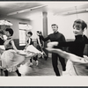 Tommy Steele and dancers in rehearsal for the stage production Half a Sixpence