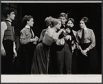 Grover Dale (far left), Carrie Nye and Tommy Steele (center), and company in the stage production Half a Sixpence