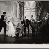 James Grout, Polly James, Tommy Steele, Norman Allen, and company in the stage production Half a Sixpence