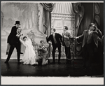 James Grout, Polly James, Tommy Steele, Norman Allen, and company in the stage production Half a Sixpence