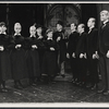 Dick Kallman (far right) and company in the stage production Half a Sixpence
