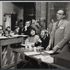 Betty Comden, Adolph Green, director Burt Shevelove, and others in rehearsal for the stage production Hallelujah, Baby!