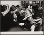 Unidentified actor, Barbara Sharma, and Allen Case in rehearsal for the stage production Hallelujah, Baby!