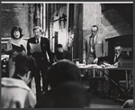 Betty Comden, Adolph Green, director Burt Shevelove (second from right), and others in rehearsal for the stage production Hallelujah, Baby!